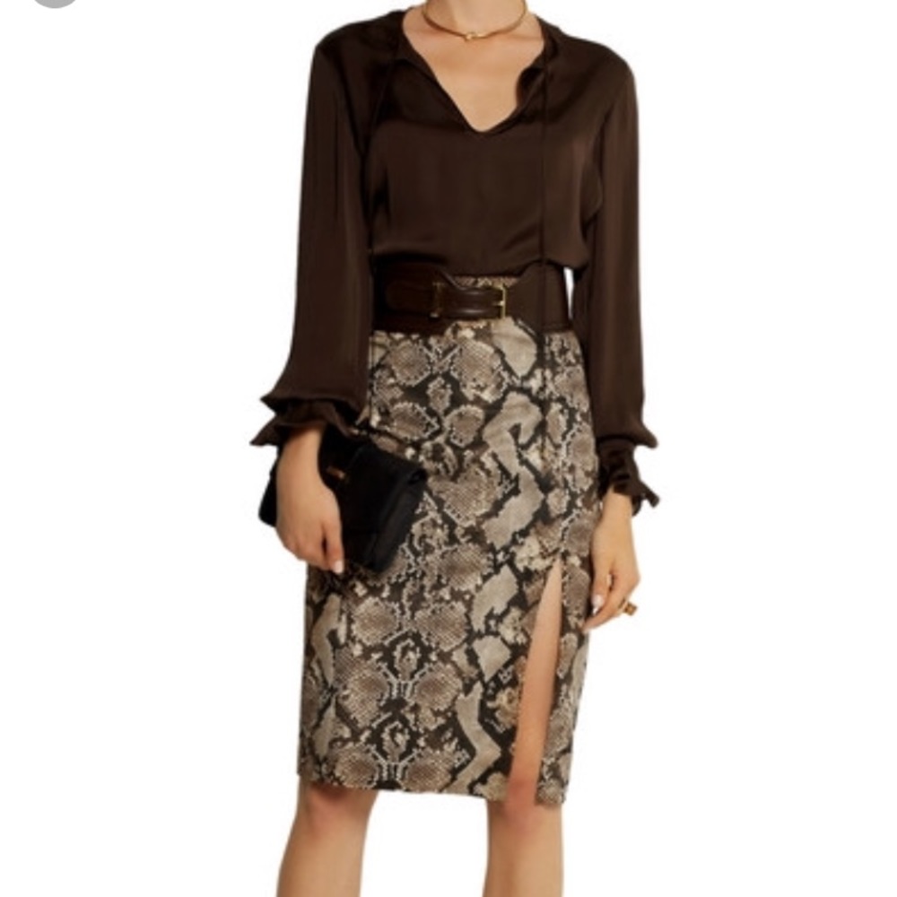 Altuzarra For Target Brown Snake Print Pencil Skirt